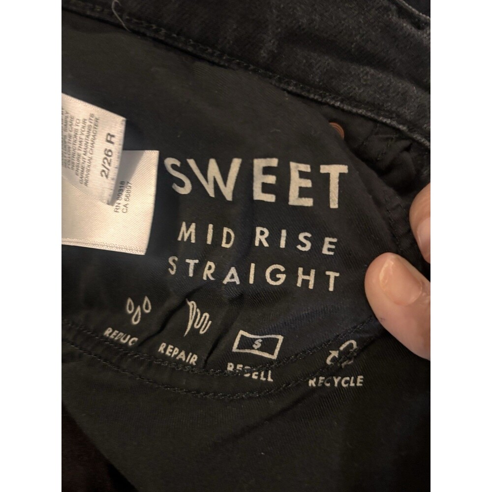 Lucky brand Women’s Black jeans sweet mid rise straight Sz 26 R Stretch Darkwash - Picture 3 of 13